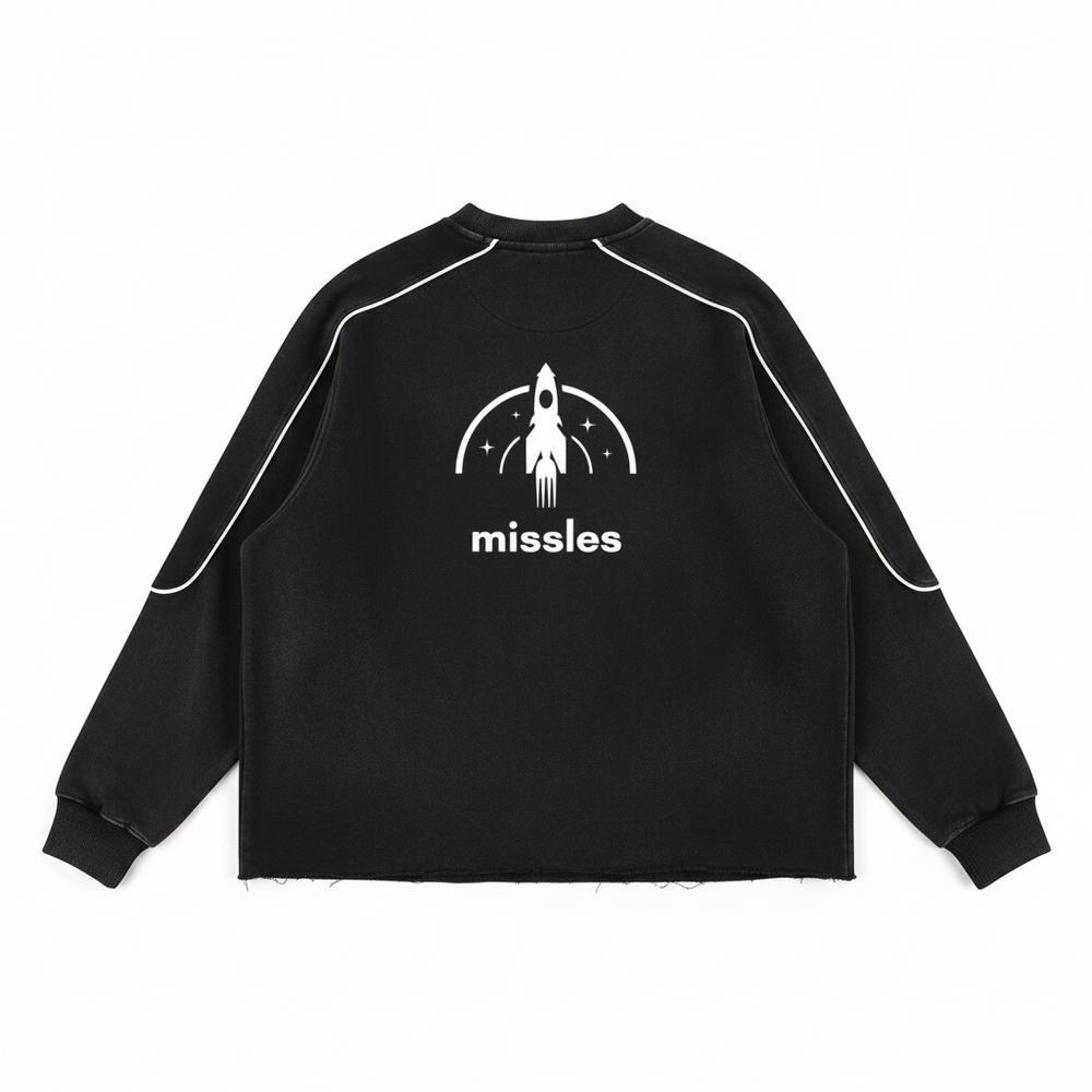Mineral Wash Piping Raw Hem Sweatshirt — 2