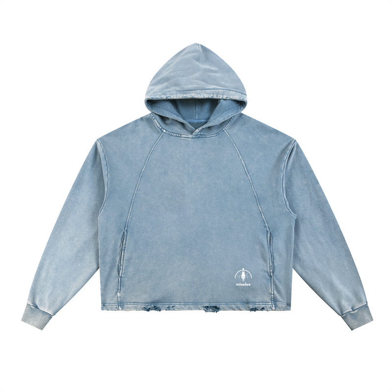 Vintage Washed Frayed-Hem Hoodie
