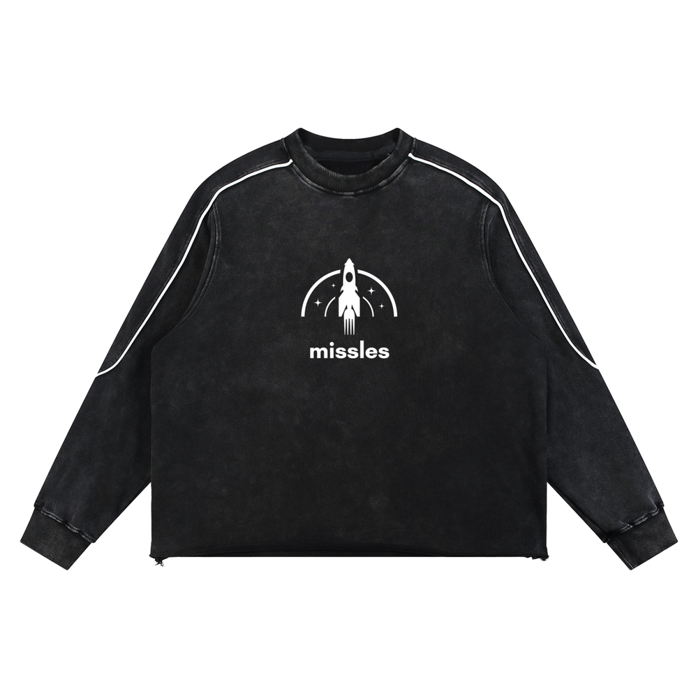 Mineral Wash Piping Raw Hem Sweatshirt — 1